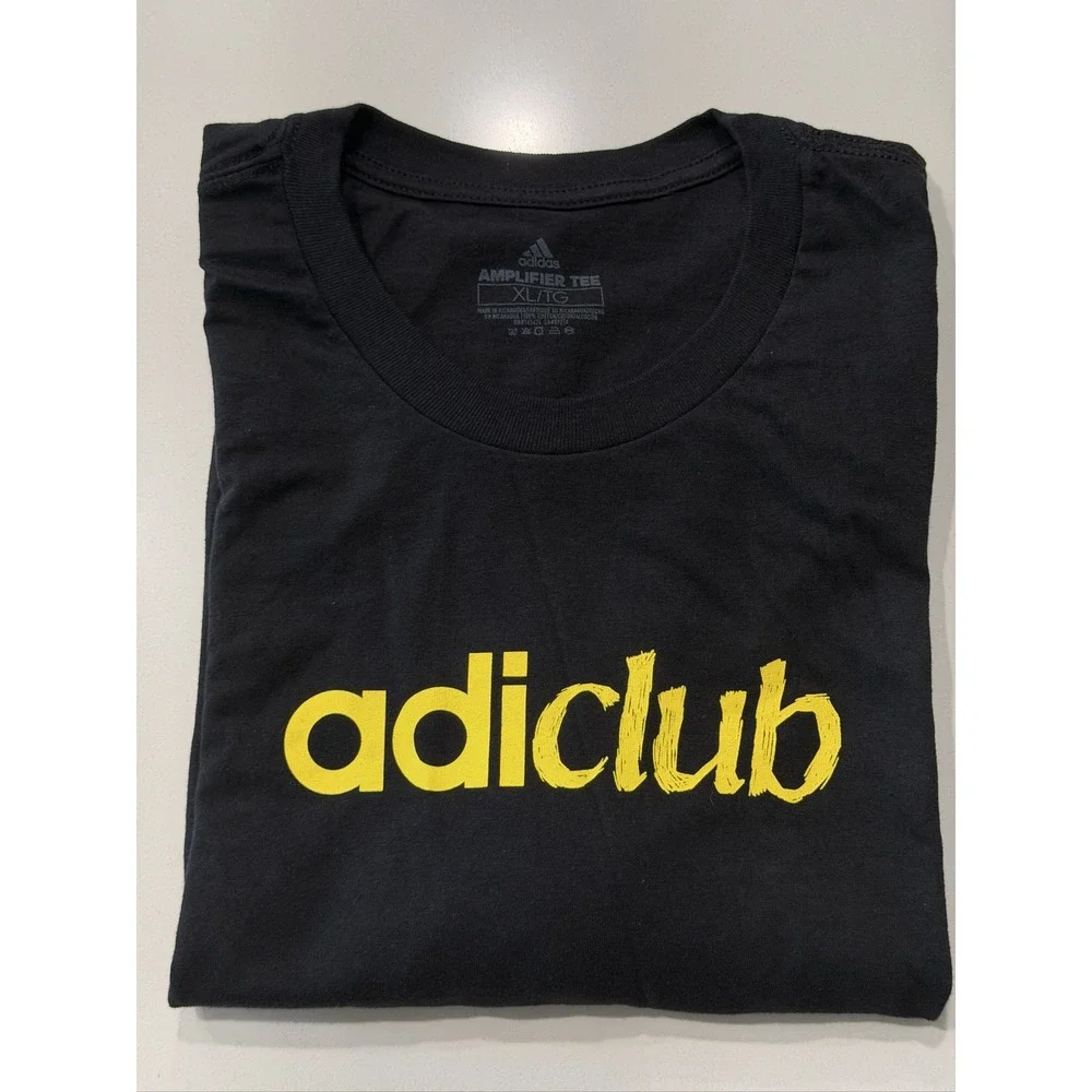 adidas Amplifier Tee Mens XL Black Yellow Cotton Adiclub Logo T-Shirt